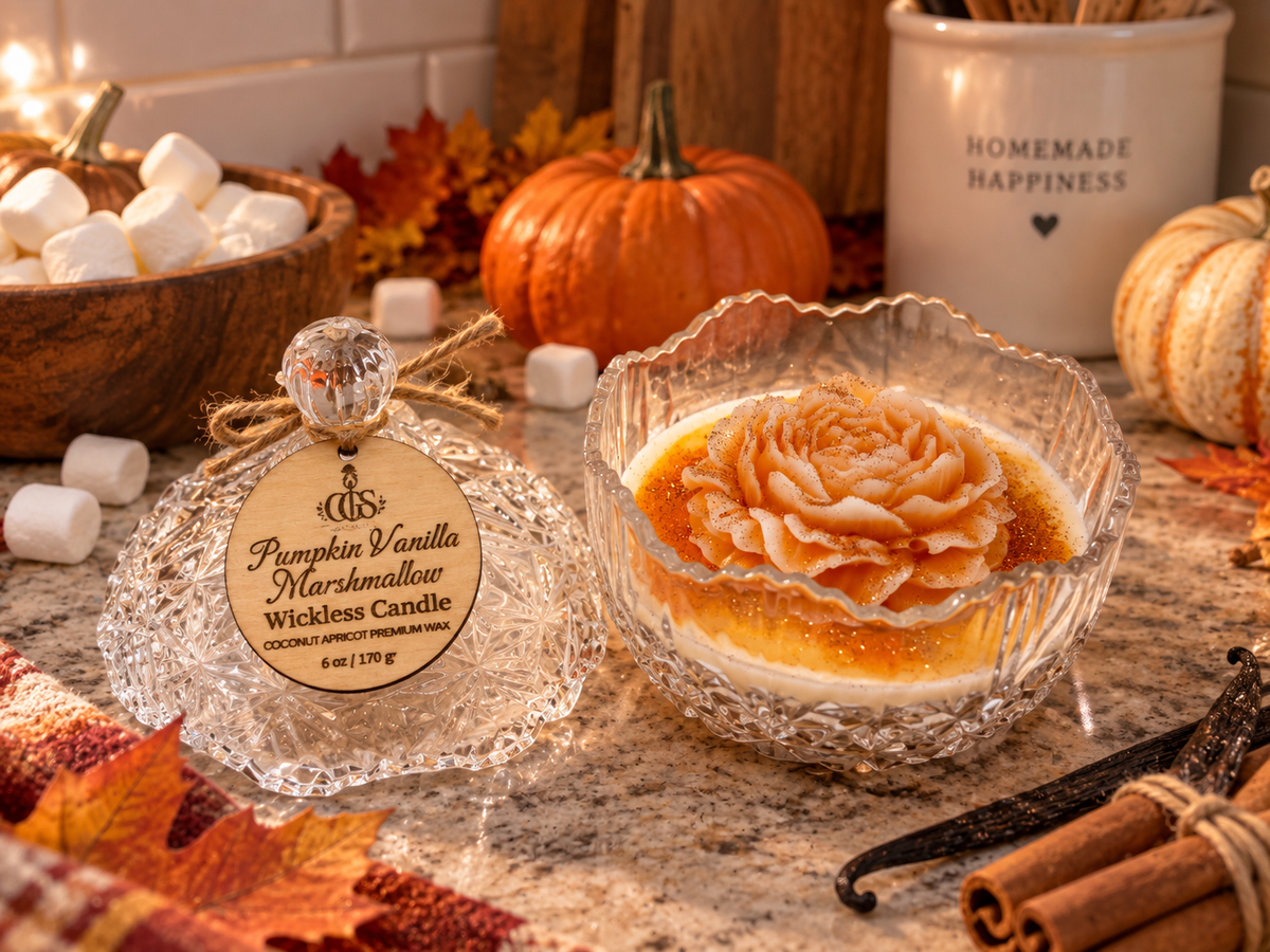 Pumpkin Vanilla Marshmallow Wickless Candle (Fall Edition)